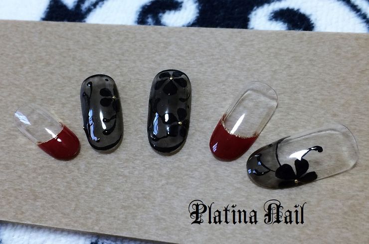 国立市谷保 大人の秋ネイル 19 シースルーネイル 谷保でおしゃれなネイルなら当店が一押しです